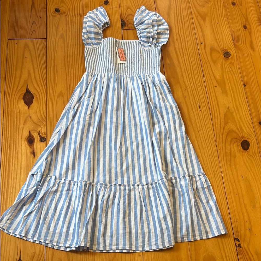 NWT Vineyard Vines Blue and White Striped Midi Dress